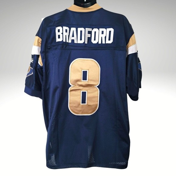 ST Louis RAMS #8 Sam Bradford Sewn On Reebok Onfield Football Jersey Size 50 - Picture 2 of 4